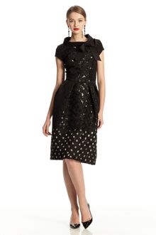 Oscar de la Renta Shibori Cap Sleeve Dress - Lyst