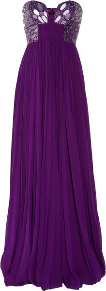 Roberto Cavalli Embellished Silk-Chiffon Bustier Gown - Lyst