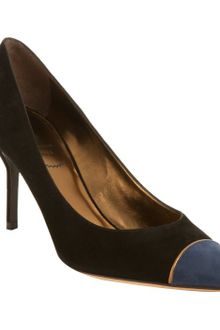 Yves Saint Laurent Black Suede Opyum 80 Cap Toe Pumps - Lyst