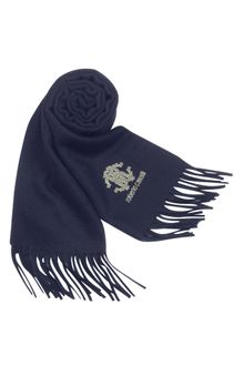 Roberto Cavalli Silvered Logo Solid Wool Long Scarf - Lyst