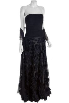 Tadashi Shoji Navy Tulle Strapless Long Dress with Stole - Lyst