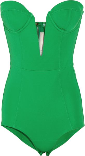 Willow Strapless Stretch CrepeJersey Bodysuit in Green - Lyst