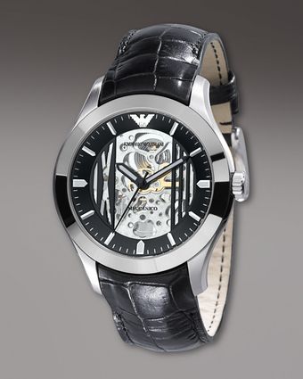 Emporio Armani Meccanico Automatic Watch, Black - Lyst