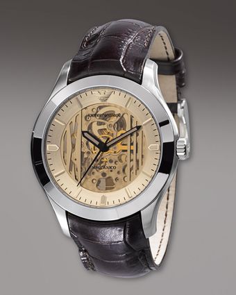 Emporio Armani Meccanico Automatic Watch, Brown - Lyst
