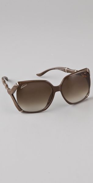 Gucci Oversized Sunglasses in Khaki - Lyst