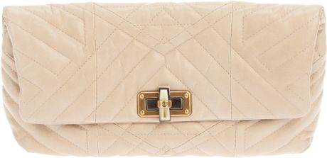 Lanvin Quilted Clutch in Beige - Lyst