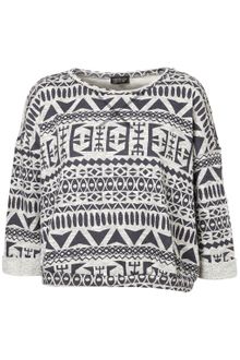 Topshop Stripe Aztec Sweat - Lyst