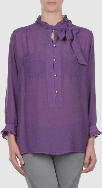 See By Chloé Bow Collar Blouse in Beige - Lyst