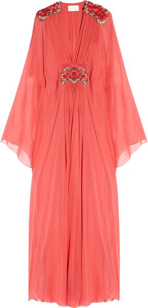 Marchesa Appliquéd silk-chiffon gown - Lyst