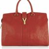 Yves Saint Laurent Cabas Chyc Leather Tote in Red - Lyst