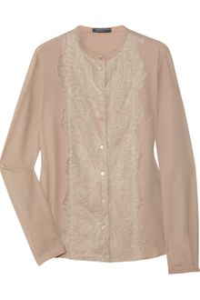 Alexander McQueen Lace-trimmed Silk Blouse - Lyst