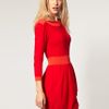 Asos Collection Asos Knitted Dress with Boat Neck in Red - Lyst