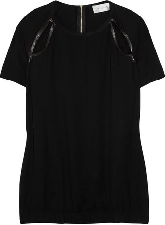  Snakeskin-trimmed Crepe Top 
