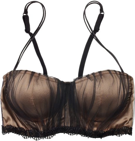 La Perla New Venus Satin Balconette Bra in Brown - Lyst