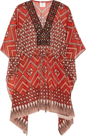 Anna Sui Printed Silk-chiffon Kaftan - Lyst