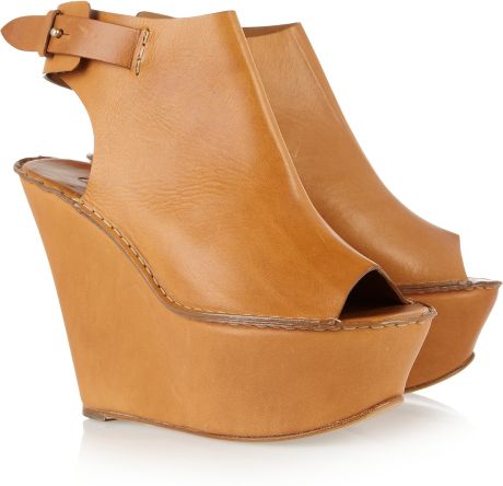 peep toe wedge tan