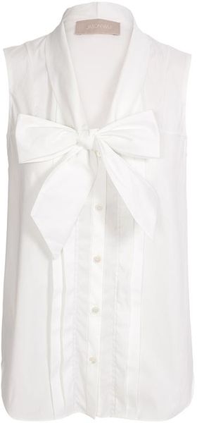 Jason Wu Stretch Cotton Blouse with Bow Collar - Lyst