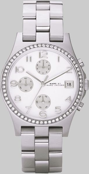 Marc By Marc Jacobs Henry Crystal Bezel Bracelet Watch in Silver - Lyst