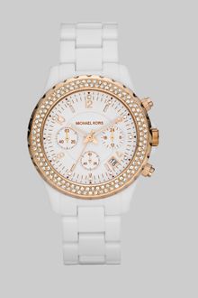Michael Kors White Link Bracelet Chronograph Watch - Lyst