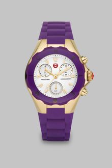 Michele Watches Silicone & Goldtone Chronograph Watch - Lyst
