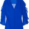 Tibi Silkcrepe and Chiffon Blouse in Blue (cobalt) - Lyst
