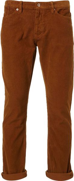 Topman Bronze Cord Skinny - Lyst
