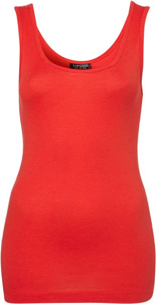 Topshop Basic Scoop Neck Vest in Red (watermelon) - Lyst