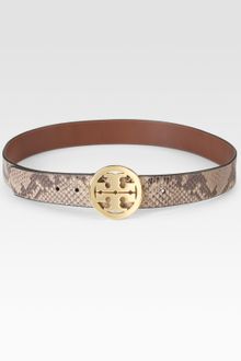 Tory Burch Snakeskin Print Leather Belt - Lyst