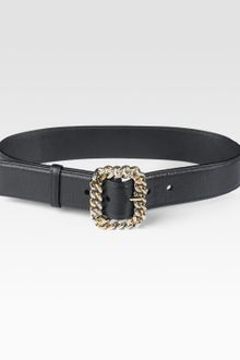 Yves Saint Laurent Leather & Chain Belt - Lyst