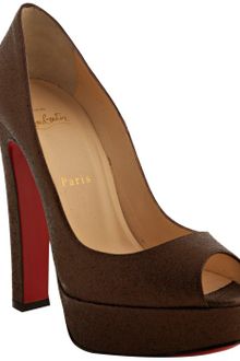 Christian Louboutin Bronze Glitter Bambou 140 Peep Toe Pumps - Lyst