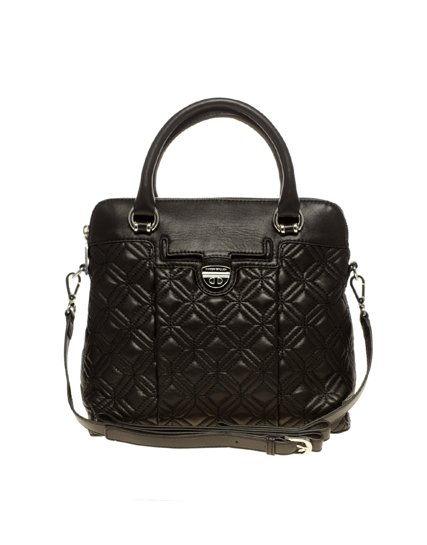 Karen Millen Quilted Cross Body Bag in Black