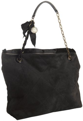  Grey Quilted Suede Amalia Ribbon Chain Bag 