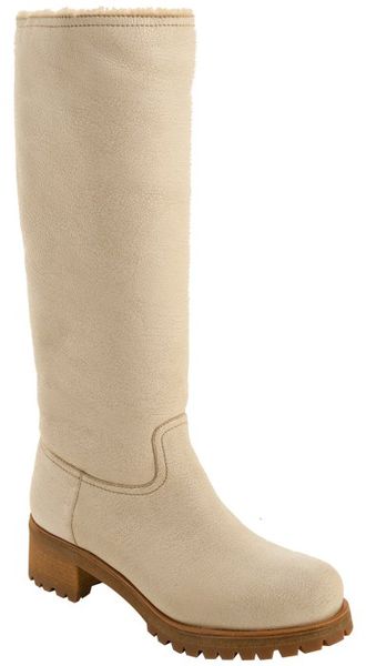  Sport Ivory Suede Shearling Lined Lugg Boots 