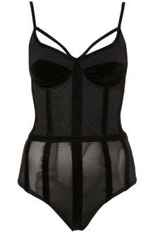 Topshop Black Velvet and Mesh Body - Lyst
