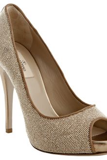 Valentino Gold Jeweled Suede Open Toe Platform Pumps - Lyst