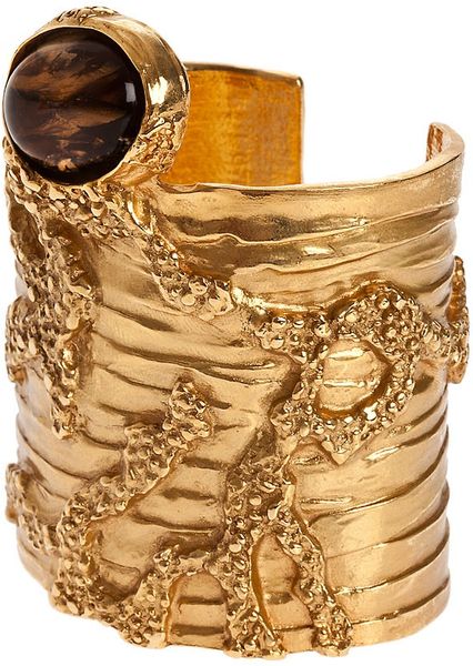 Yves Saint Laurent Wide Cuff Bracelet in Gold - Lyst