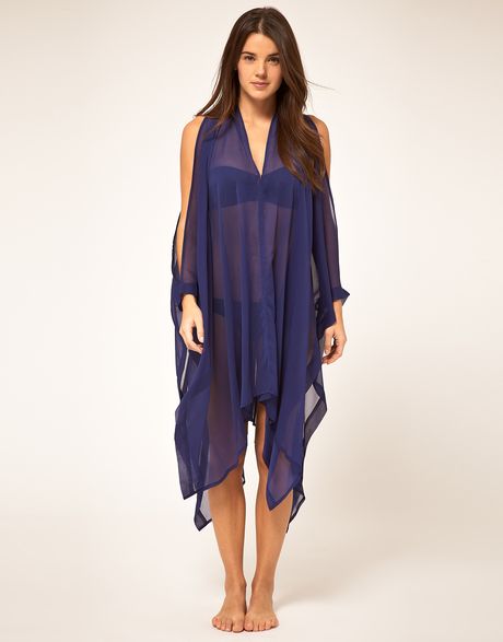 Asos Asos Chiffon Oversized Kaftan in Blue (bluedepths) | Lyst