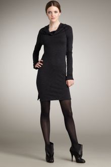 James Perse Cowl-neck Sweatshirt Dress - Lyst