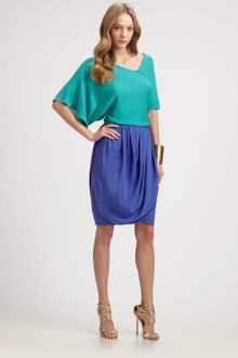 Josie Natori Draped Silk Skirt - Lyst