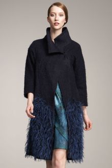 Lela Rose Mohair Fringed Coat - Lyst