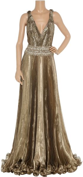 Marchesa Embellished Metallic Organza Gown - Lyst