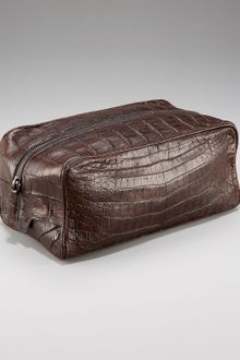 Santiago Gonzalez Zip-top Crocodile Toiletry Bag, Brown - Lyst