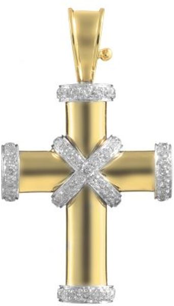 Theo Fennell Yellow & White Gold & Diamond Baby Cross Pendant in Yellow - Lyst