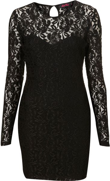 Topshop Hot Black Lace Dress in Black - Lyst