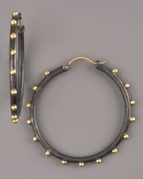 Armenta Midnight Granulated Hoops in Gold (null) - Lyst