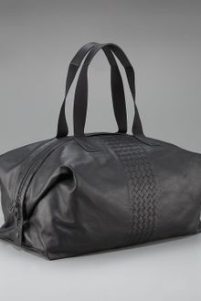 Bottega Veneta Woven-detail Leather Duffel Bag, Black - Lyst