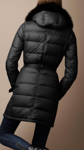 Burberry Brit Fur Trim Puffer Jacket In Black Lyst 