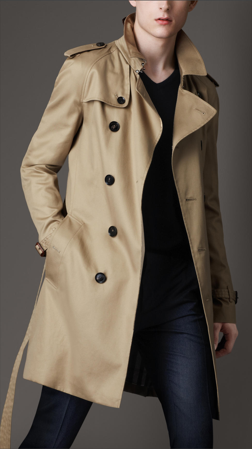 Burberry Mid-Length Technical Cotton Trench Coat in Beige for Men