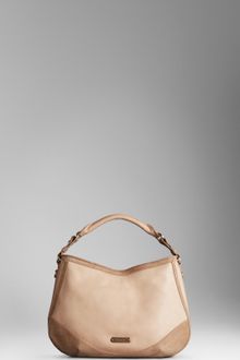 Burberry Medium Suede Panel Hobo - Lyst