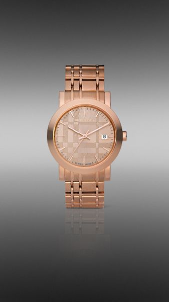 Burberry Round Dial Bracelet Watch in Pink (rose gold) - Lyst